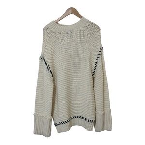 Topshop Scoop Neck Long Sleeve Knit Sweater Women's Size 8-10 Cream/Black